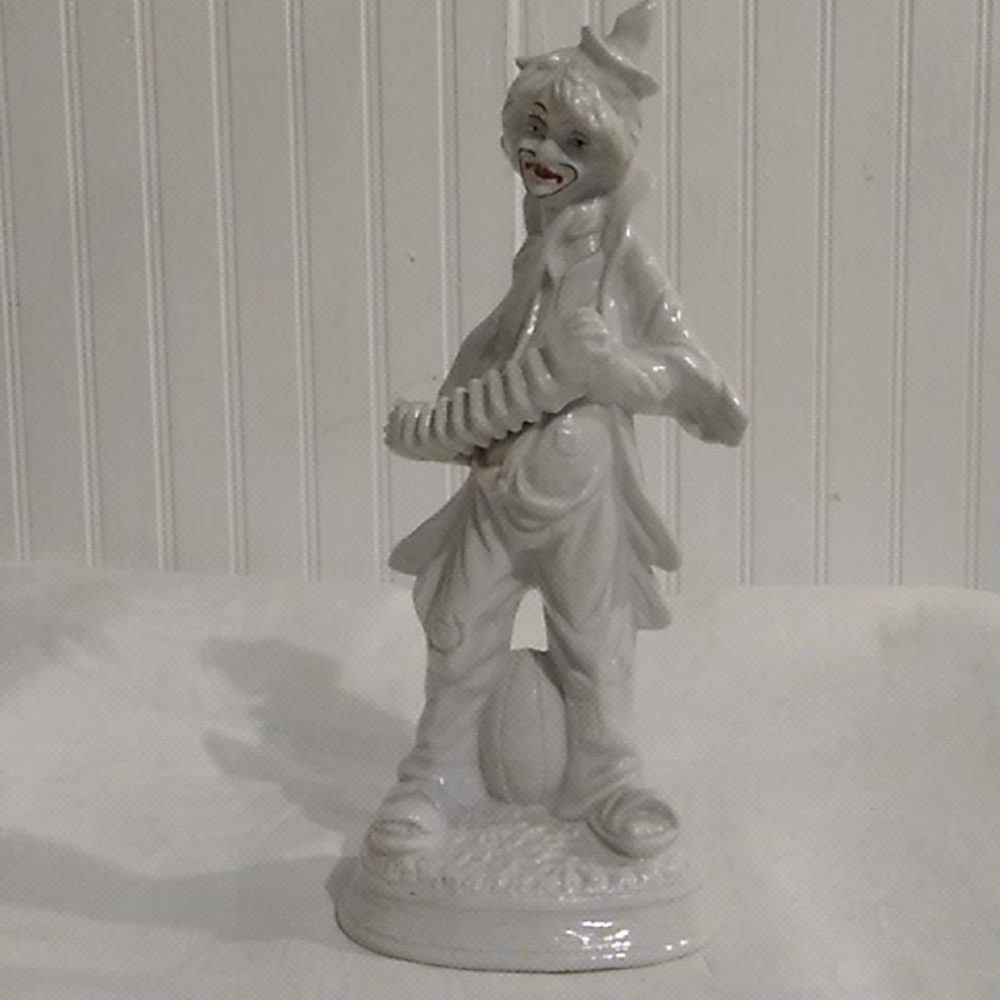 SALE Vintage Porcelain Clown Playing An Instrument